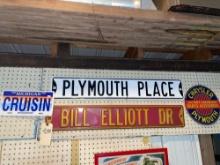 Cruisin License Plate, Custom Road Signs, and Chrysler Plymouth Parts Sign