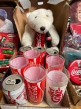 Coca-Cola Stuffed Animal and Assorted Drinking Glasses