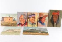 Lot of 7 Original Oils on Board