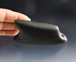 Uniquely styled  3 5/16" Boat Birdstone - Banded Slate - nicely drilled. Ex. Fuller,  Hovan.