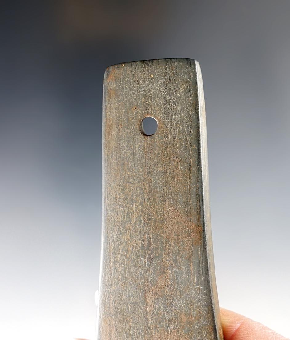 Exceptional! 5" Bell Pendant  - Slate. Heavy iron-based mineral deposits, tallied on 1 side - Ohio.