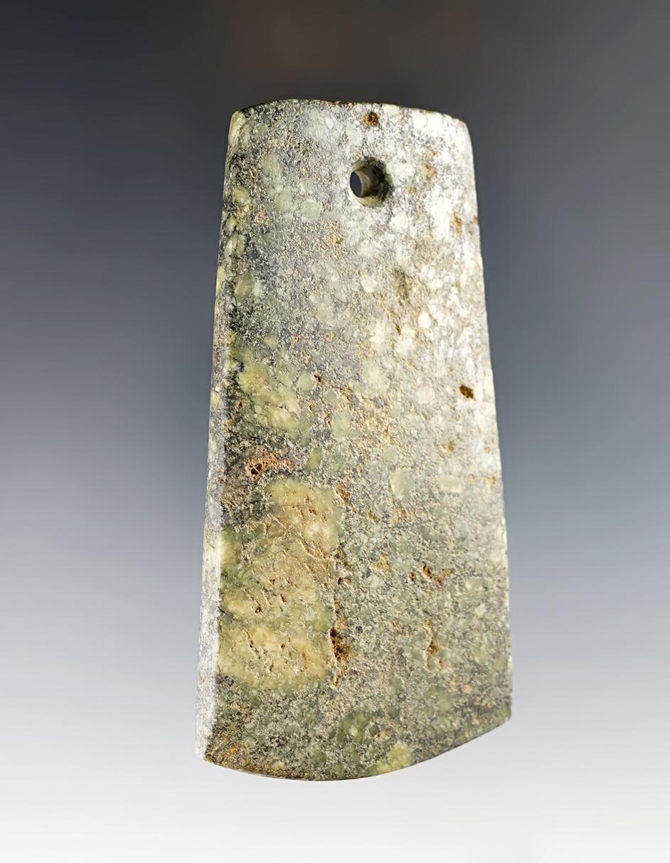 Nice! 3 1/2" Trapezoidal Pendant - beautiful Hardstone. Nicely patinated, excellent condition.