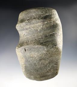 5 1/4" long 3/4 Grooved Axe - Banded Glacial Slate. Found in Allen Co., Indiana. Ex. Parks.