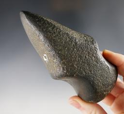 4 3/8" long 3/4 Grooved Axe made from black Hematite. Old collection number 47 on one side.