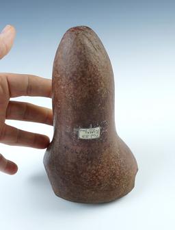 6 1/8" tall Pestle made from red Sandstone. Found in Pulaski Co., Indiana.