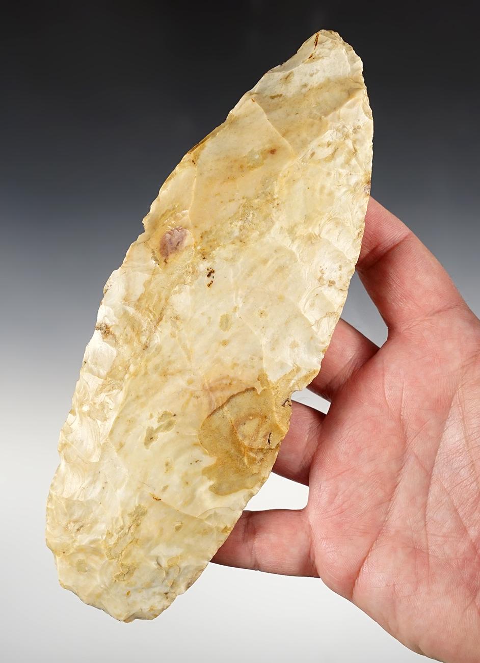 Large 7 3/4" Flint Blade found by Dennis Morris near Kentucky Lake Dam on 6-6-1989.