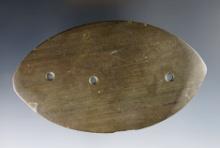 Thin 4 11/16" Oval Three Hole Gorget found in Branch Co, Michigan.