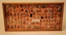 Pick up only! 16" x 32" Display frame containing over 100 beautiful Flint Ridge Flint cores.