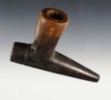 4 5/8" nicely styled clay pipe. Bowl is reattached with some restoration to body of pipe. AR.