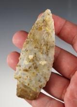 3 5/8" Adena - Licking Co., Ohio. Made from a speckled Flint Ridge Flint. Ex. Ensil Chadwick.
