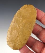 Thin 3 1/2" oval-shaped Blade found in Pickaway Co., Ohio. Ex. Don Beer, Hooks collections.