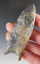 3 9/16" Paleo Fluted Clovis found in Ohio. Made from beautiful Upper Mercer Flint. Restored.