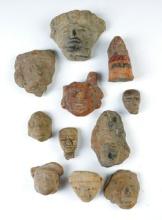 Group of 11 Pre-Columbian Pottery Heads recovered in Mexico. Very nice set!