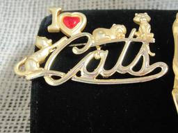 3 Cat Brooches