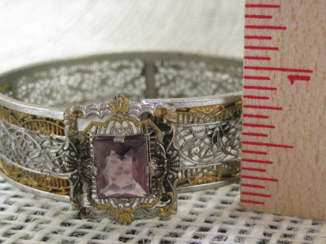 Gorgeous Vintage Two- Tone Bracelet with Amethyst Stone
