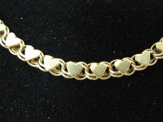 14k Gold 7" Heart Bracelet