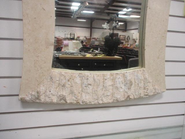 Postmodern Demi Lune Glass Top Console and Mirror