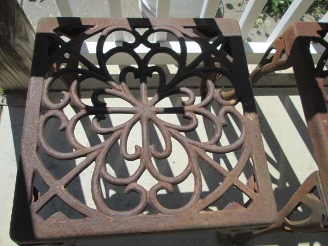 Pair of Square Cast Metal Side Tables