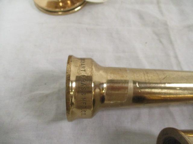 Polished Brass Fire Hose Nozzles & 1 Eckhart Mfg. Nozzle