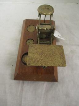 Brass Balance Scale on Wood Base