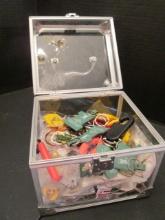 Locking Storage Box of Old Key Chains, Buttons, Aladdin Gathering Lapel Pins, etc.