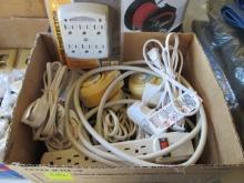 Large Grouping of House Hold Extension Cords, Power Strips, Timers and Outlet Extenders