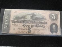 1864 $5 Confederate Note from Richmond, VA
