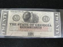 1862 $20 Confederate Note from Milledgeville, GA with Treasury Seal