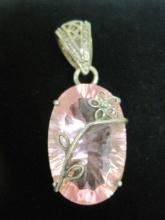 Sterling Silver Vintage Pendant with Pink Stone