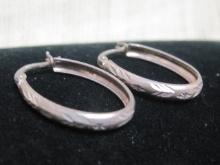 Sterling Silver Etched hoop Earrings