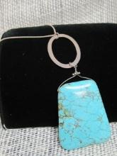 18" Sterling Silver and Turquoise Necklace