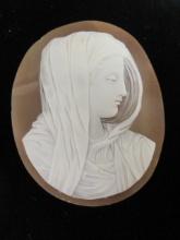 Antique Carved Shell Cameo- Portrait of Veiled Lady
