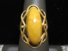 Baltic Amber Ring in Gold Finished Setting