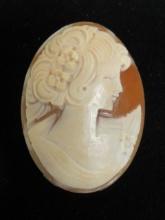 Antique Carved Shell Cameo- Portrait of Lady