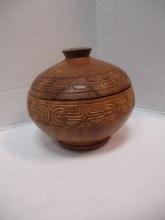 Hand Carved Lidded Wood Bowl