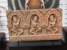Thai Terracotta Relief Tablet on Metal Stand