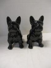 Ceramic (Lot of 2) Black French Bulldog Figures
