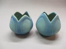 2 Van Briggle Pottery Tulip Flower Vases  3 1/2"