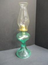 Green Uranium/Vaseline Glass Post Oil Lamp