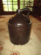 Vintage Brown Glazed Stoneware Jug with Applied Handle