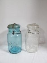 Vintage Blue Safe Seal Lock Lid Jar and Ball Ideal Clear Lock Lid Jar