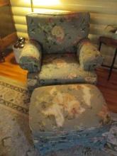 Jetton Furniture Upholstered Rolled Arm Chair and Ottoman