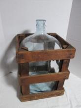 Vintage Snow Crest Beverages Salem, Mass. Glass Car Boy in Wood Crate