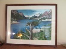 Signed Original Mountain Range Landscape Water Color