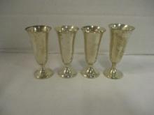 Four Gorham Sterling Goblet Style Cordials