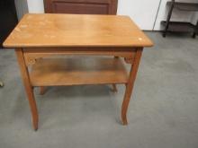 Vintage Light Oak Table with Undershelf