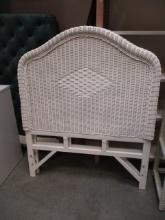 Pair of Painted White Wicker Twin Beds with Metal Rails