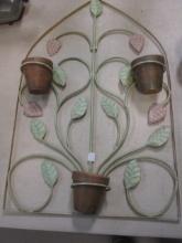 Arch Top Metal Wall Art with Terra Cotta Pots