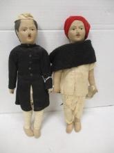 Handmade Dolls (Lot of 2) Farmer & High Class Dress (1957)