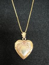 Sterling Silver Vermeil Danecraft Heart Locket on 16" Chain